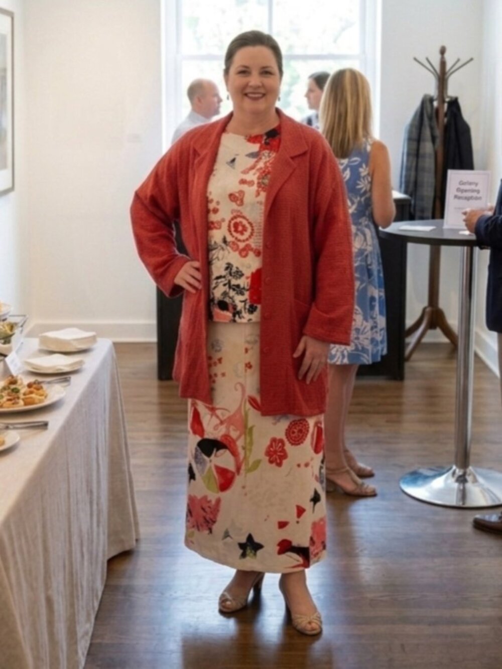 Linda Lundstrom 3-Piece Mixed Floral Set – Long Cardigan, Top & Maxi Skirt